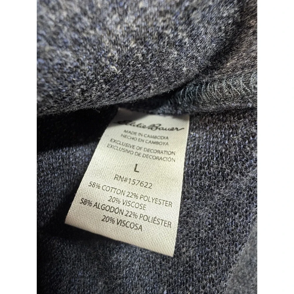 Eddie Bauer Mens Lounge Sweatshirt Large Blue Heather Raglan Crewneck Fleece L - Picture 4 of 7